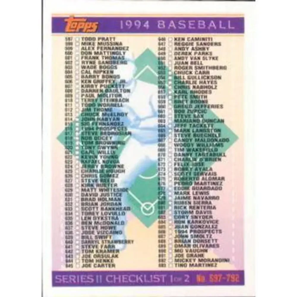 1994 Topps Checklist: 496-693 CL, UER # 791